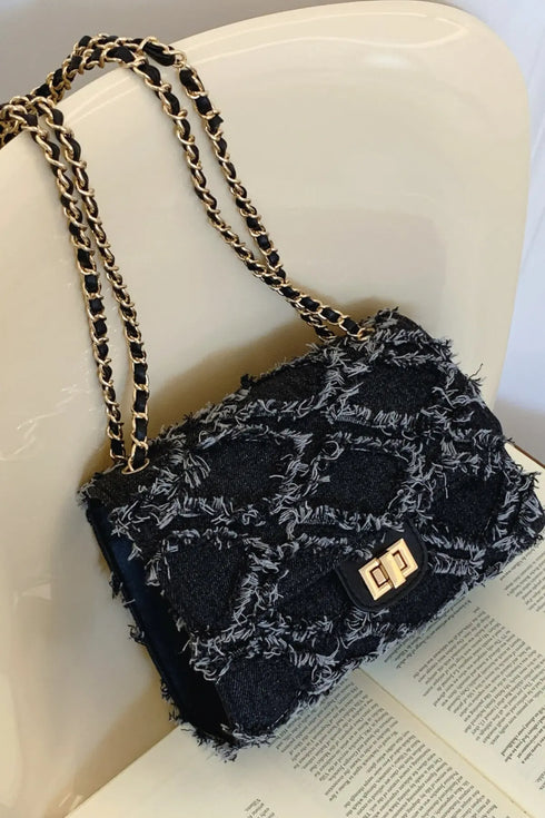 'Kehlani' Textured Denim Crossbody Bag - Celes Fashion